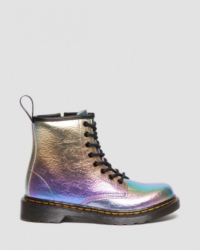 Dr Martens Junior 1460 Rainbow Crinkle Nahkaiset Pitsi Up Lasten Saappaat Monivärinen | Suomi_Dr67985