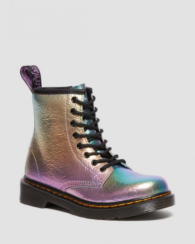 Dr Martens Junior 1460 Rainbow Crinkle Nahkaiset Pitsi Up Lasten Saappaat Monivärinen | Suomi_Dr67985