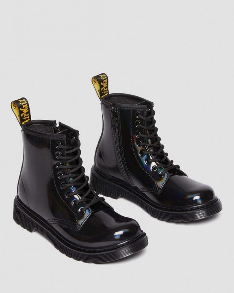 Dr Martens Junior 1460 Rainbow Kiiltonahka Nahkaiset Pitsi Up Lasten Saappaat Mustat | Suomi_Dr50820