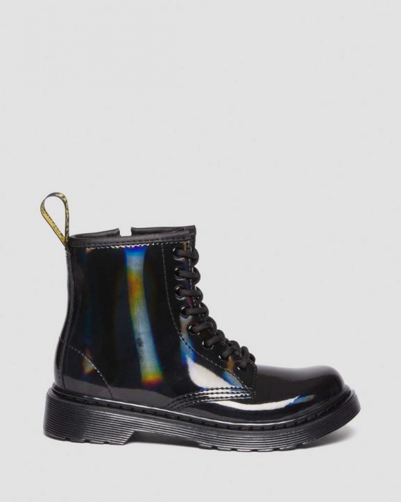 Dr Martens Junior 1460 Rainbow Kiiltonahka Nahkaiset Pitsi Up Lasten Saappaat Mustat | Suomi_Dr50820