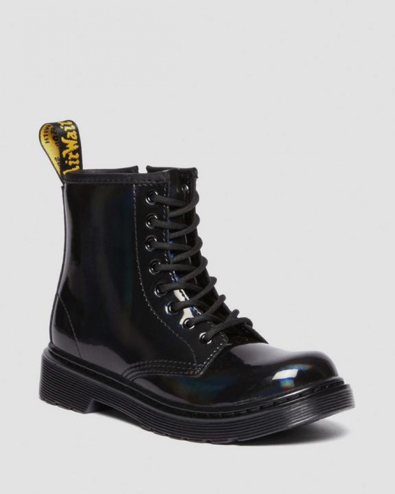 Dr Martens Junior 1460 Rainbow Kiiltonahka Nahkaiset Pitsi Up Lasten Saappaat Mustat | Suomi_Dr50820