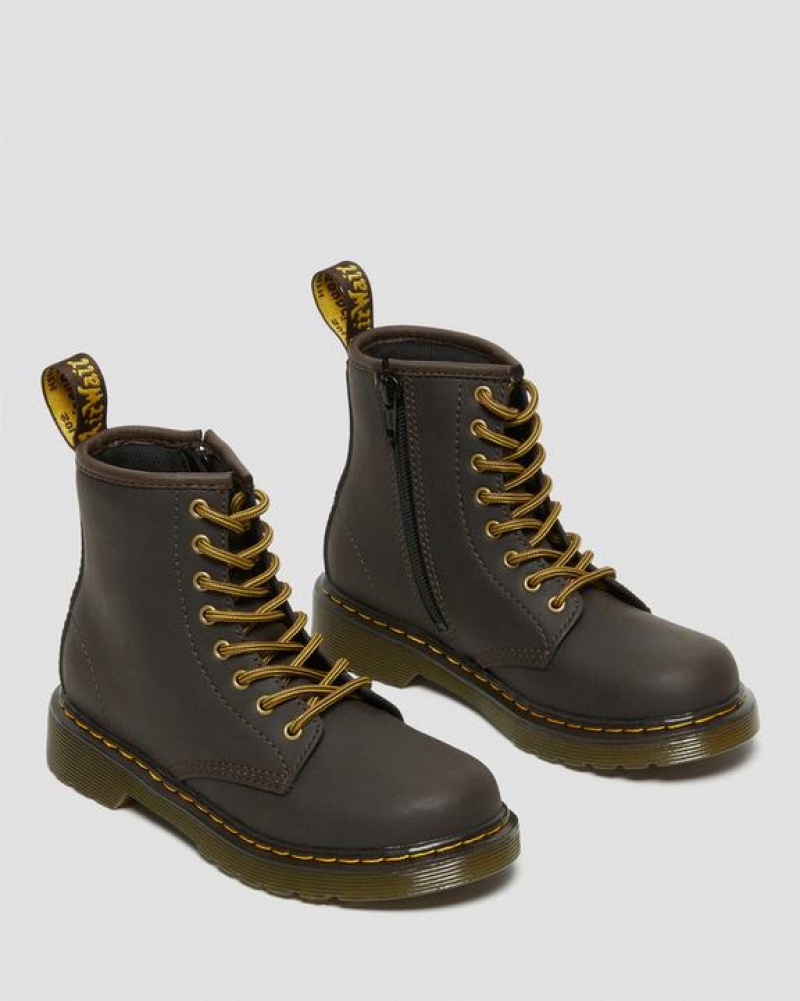 Dr Martens Junior 1460 Wildhorse Nahkaiset Pitsi Up Lasten Saappaat Tummanruskea | Suomi_Dr29164