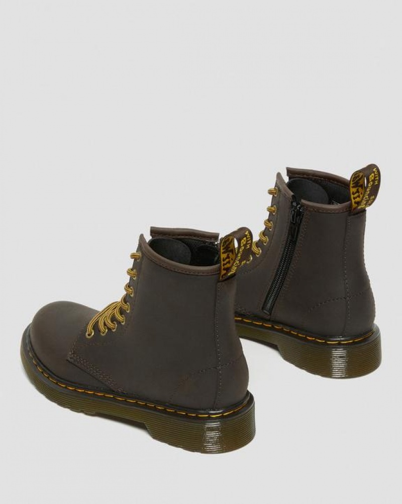 Dr Martens Junior 1460 Wildhorse Nahkaiset Pitsi Up Lasten Saappaat Tummanruskea | Suomi_Dr29164