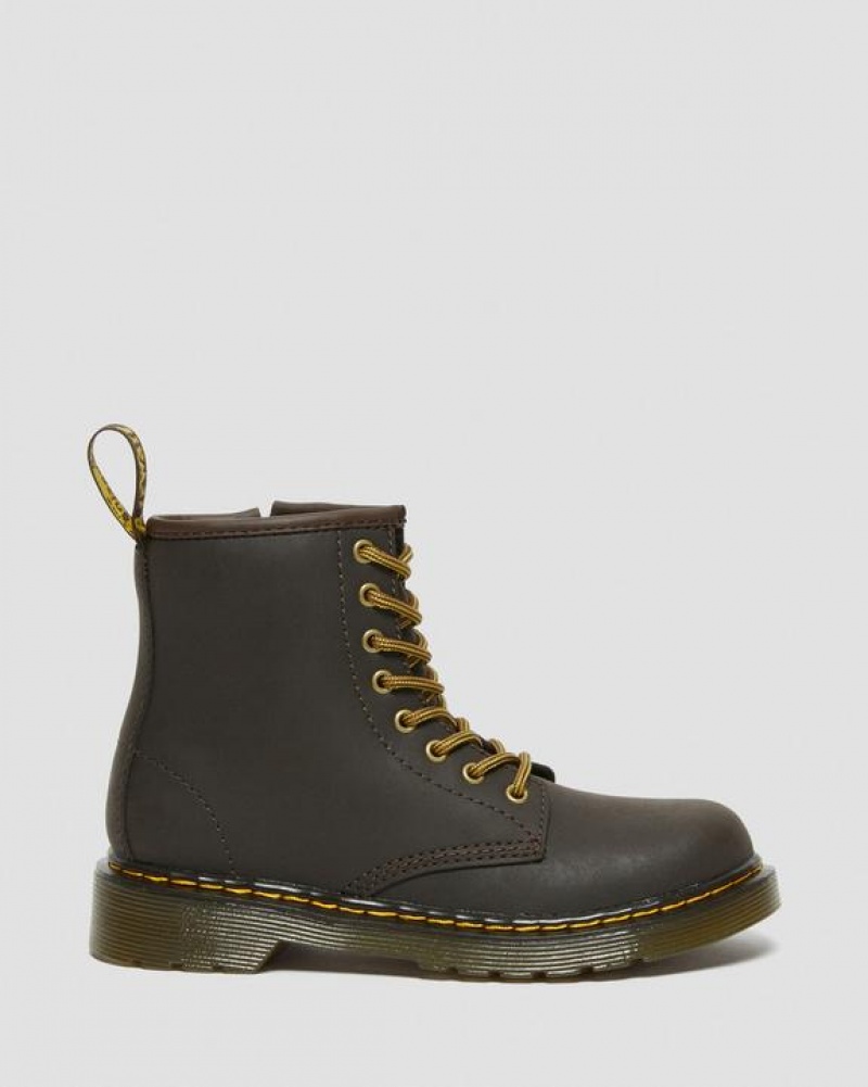 Dr Martens Junior 1460 Wildhorse Nahkaiset Pitsi Up Lasten Saappaat Tummanruskea | Suomi_Dr29164