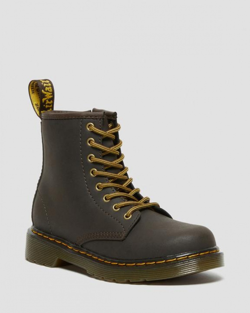 Dr Martens Junior 1460 Wildhorse Nahkaiset Pitsi Up Lasten Saappaat Tummanruskea | Suomi_Dr29164