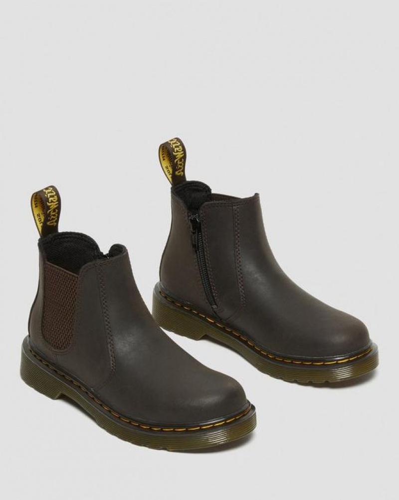 Dr Martens Junior 2976 Wildhorse Nahkaiset Chelsea Lasten Saappaat Tummanruskea | Suomi_Dr87521