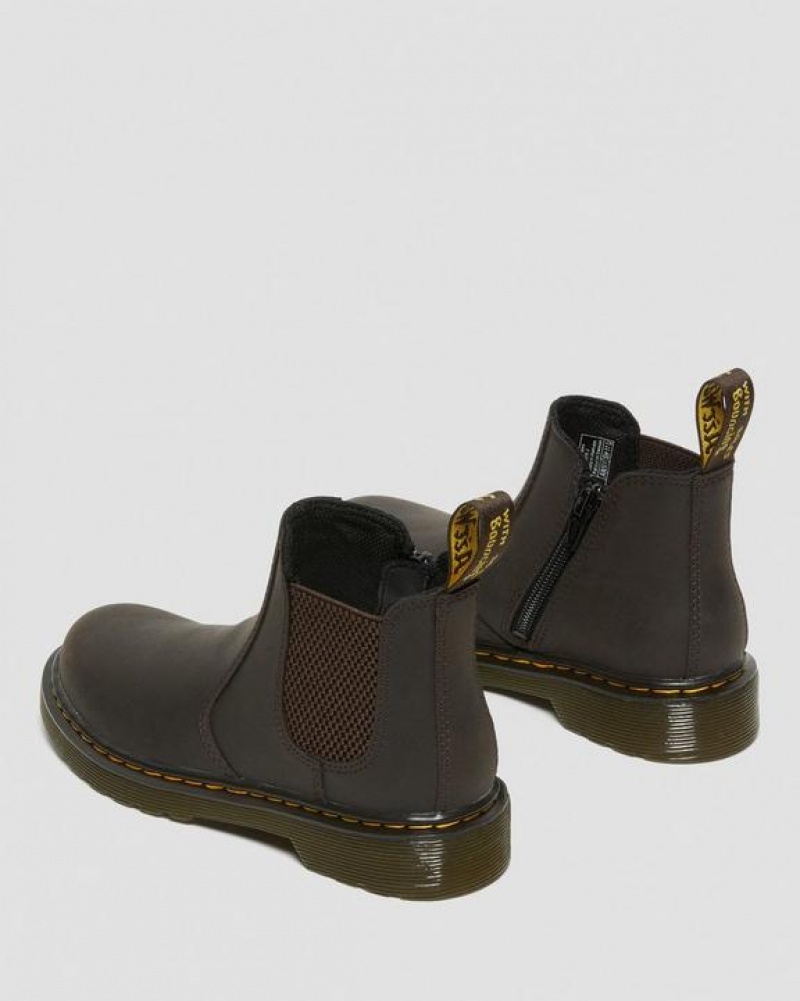 Dr Martens Junior 2976 Wildhorse Nahkaiset Chelsea Lasten Saappaat Tummanruskea | Suomi_Dr87521