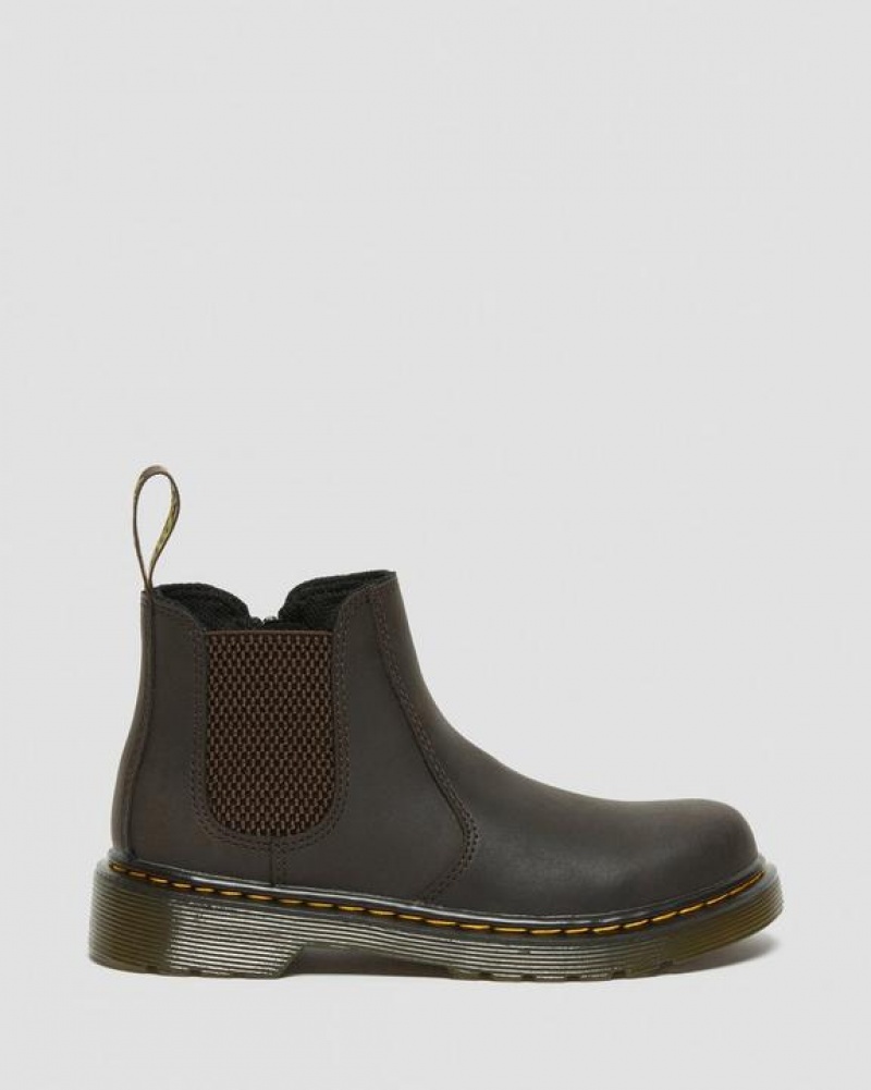 Dr Martens Junior 2976 Wildhorse Nahkaiset Chelsea Lasten Saappaat Tummanruskea | Suomi_Dr87521