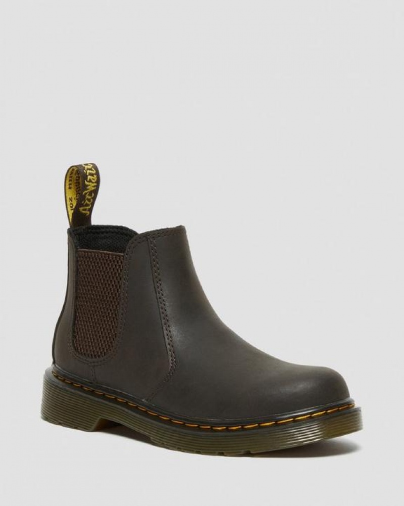 Dr Martens Junior 2976 Wildhorse Nahkaiset Chelsea Lasten Saappaat Tummanruskea | Suomi_Dr87521