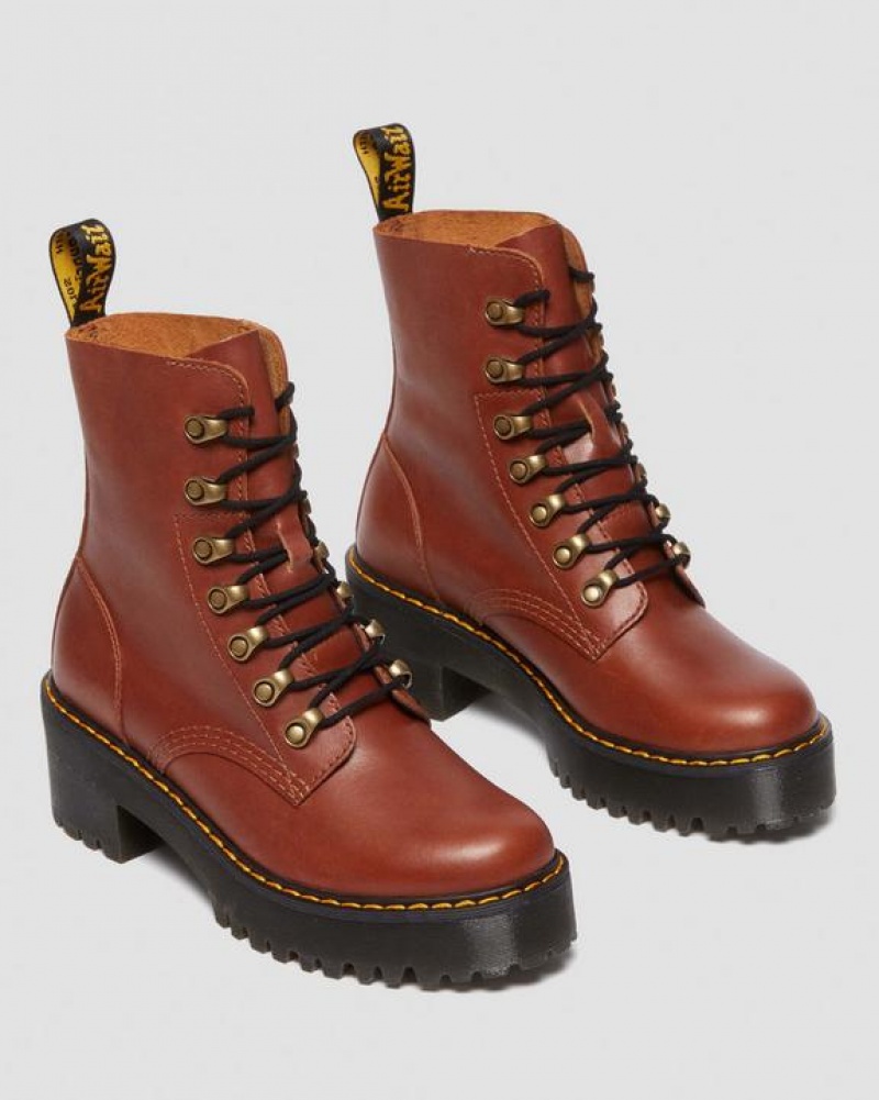 Dr Martens Leona Women's Farrier Nahkaiset Naisten Platform Kengät Ruskea | Suomi_Dr89793