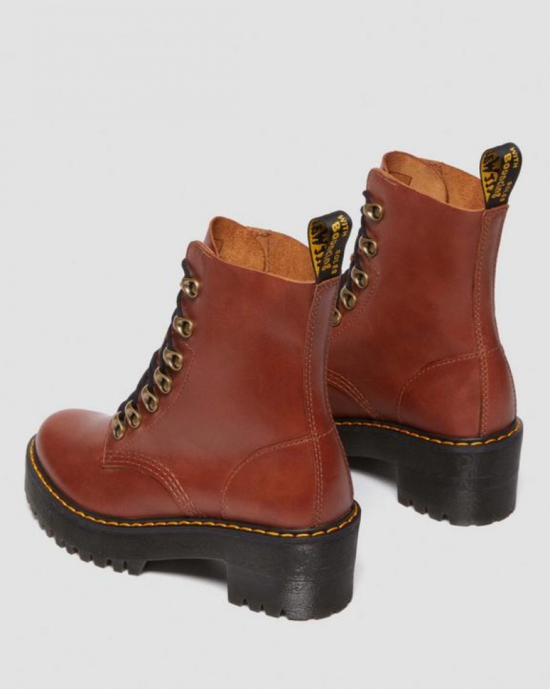 Dr Martens Leona Women's Farrier Nahkaiset Naisten Platform Kengät Ruskea | Suomi_Dr89793