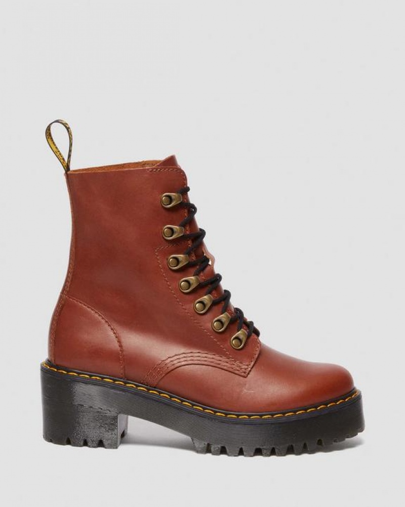 Dr Martens Leona Women's Farrier Nahkaiset Naisten Platform Kengät Ruskea | Suomi_Dr89793