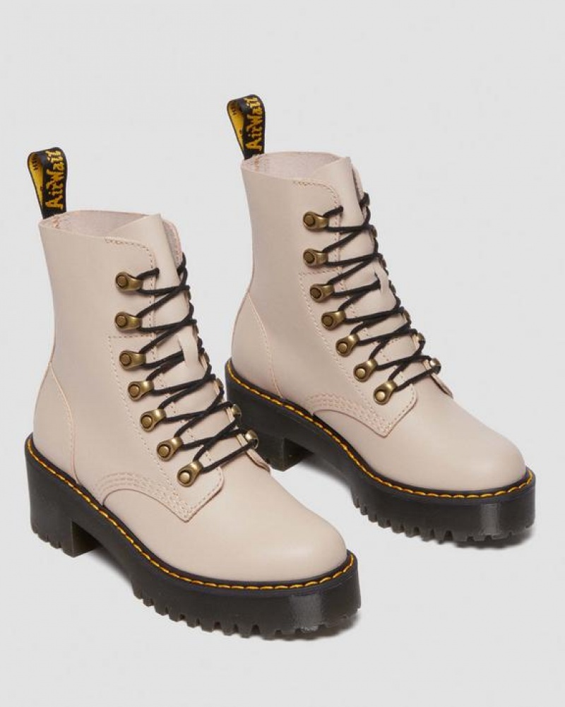 Dr Martens Leona Women's Sendal Nahkaiset Naisten Platform Kengät Harmaat Ruskea | Suomi_Dr59801