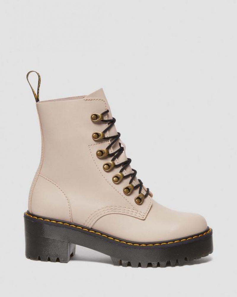 Dr Martens Leona Women's Sendal Nahkaiset Naisten Platform Kengät Harmaat Ruskea | Suomi_Dr59801