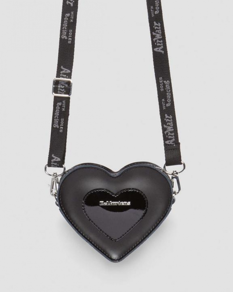 Dr Martens Mini Heart Shaped Kiev & Kiiltonahka Nahkaiset Accessories Laukut Mustat | Suomi_Dr93779