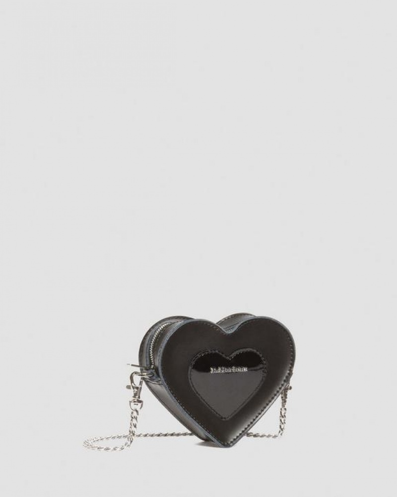 Dr Martens Mini Heart Shaped Kiev & Kiiltonahka Nahkaiset Accessories Laukut Mustat | Suomi_Dr93779