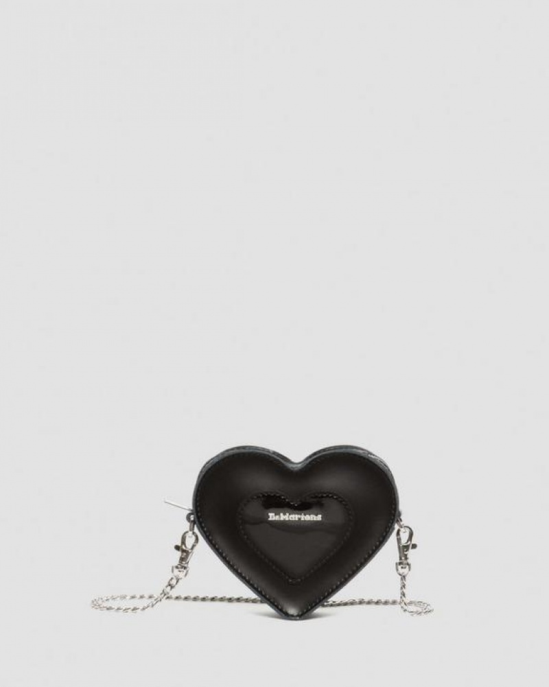 Dr Martens Mini Heart Shaped Kiev & Kiiltonahka Nahkaiset Accessories Laukut Mustat | Suomi_Dr93779