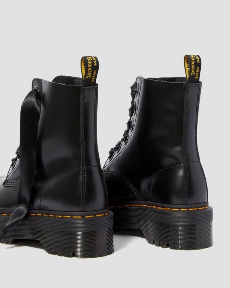 Dr Martens Molly Women's Nahkaiset Naisten Platform Kengät Mustat | Suomi_Dr22390