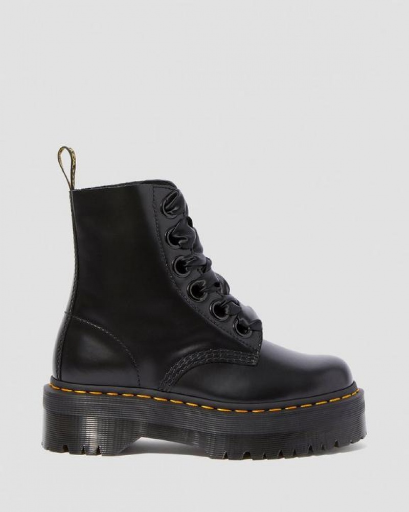 Dr Martens Molly Women's Nahkaiset Platform Naisten Saappaat Mustat | Suomi_Dr88708