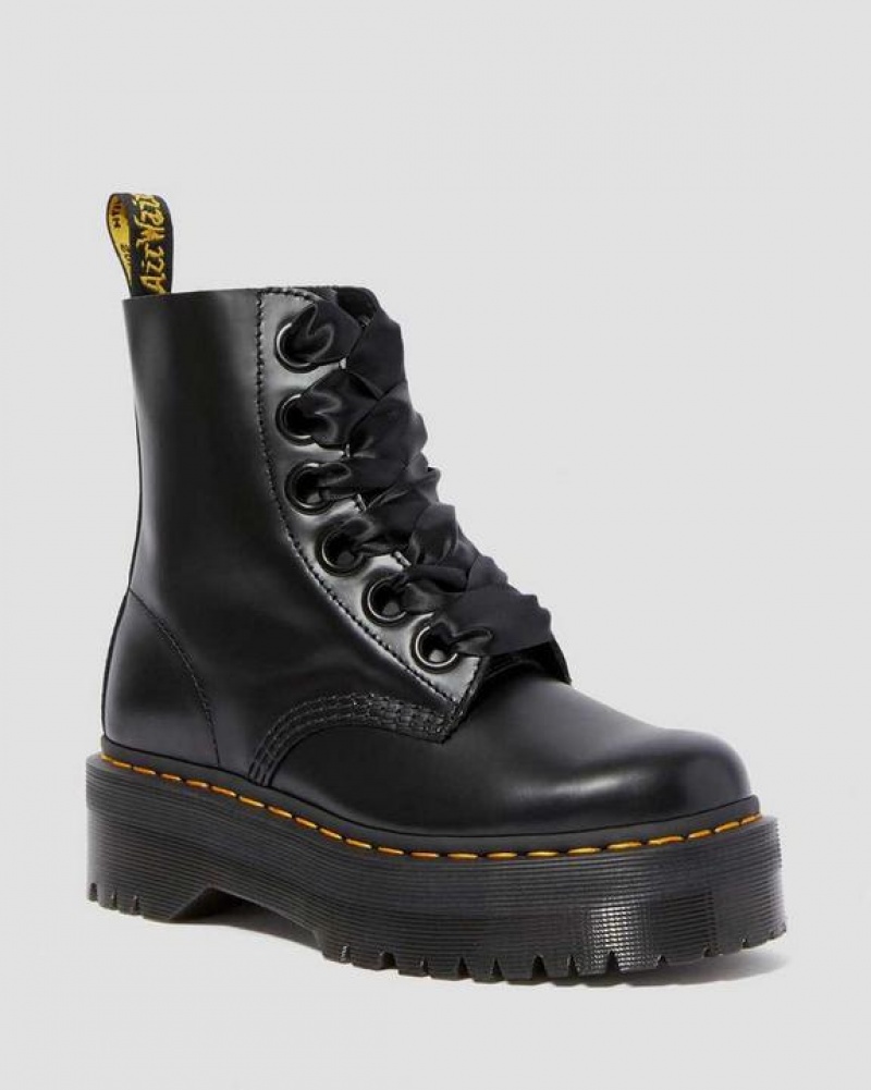 Dr Martens Molly Women's Nahkaiset Platform Naisten Saappaat Mustat | Suomi_Dr88708