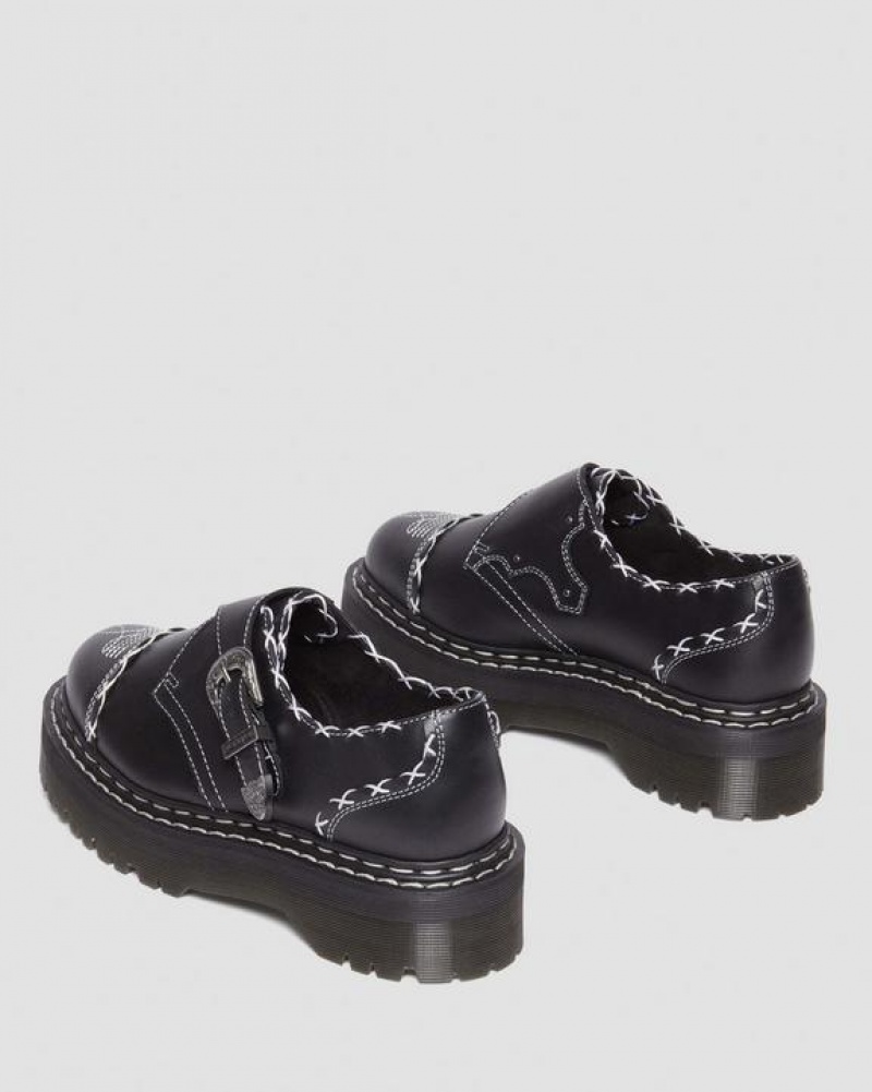 Dr Martens Monk Gothic Americana Nahkaiset Platform Naisten Kengät Mustat | Suomi_Dr83085