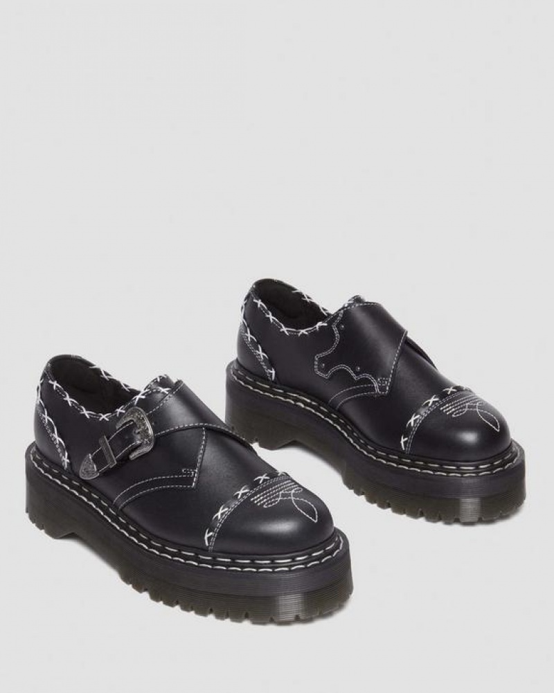 Dr Martens Monk Gothic Americana Nahkaiset Naisten Platform Kengät Mustat | Suomi_Dr84167