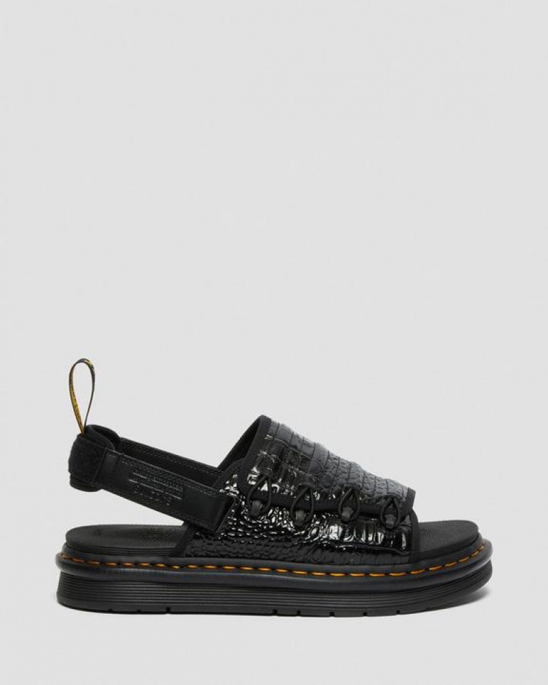 Dr Martens Mura Suicoke Croco Nahkaiset Miesten Sandaalit Mustat | Suomi_Dr58445