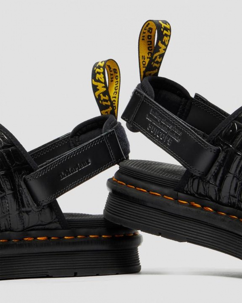 Dr Martens Mura Suicoke Croco Nahkaiset Miesten Sandaalit Mustat | Suomi_Dr58445