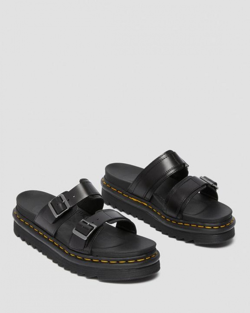 Dr Martens Myles Brando Nahkaiset Solki Rantasandaalit Sandals Miesten Platform Kengät Mustat | Suomi_Dr37022