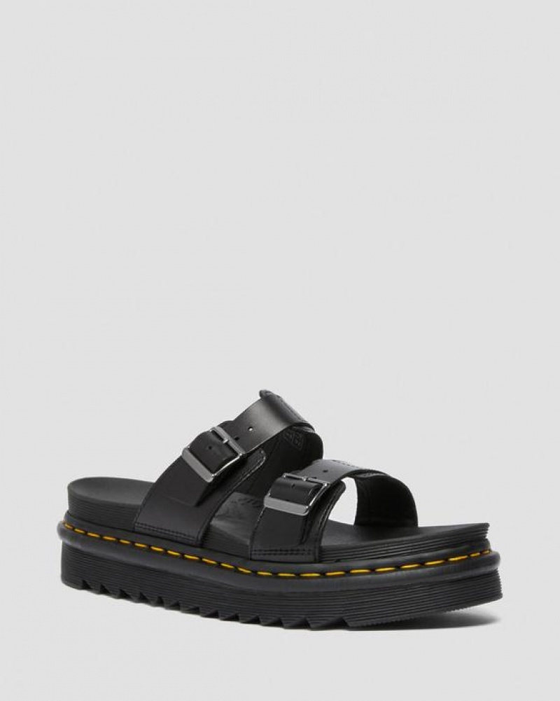 Dr Martens Myles Brando Nahkaiset Solki Rantasandaalit Sandals Miesten Platform Kengät Mustat | Suomi_Dr37022