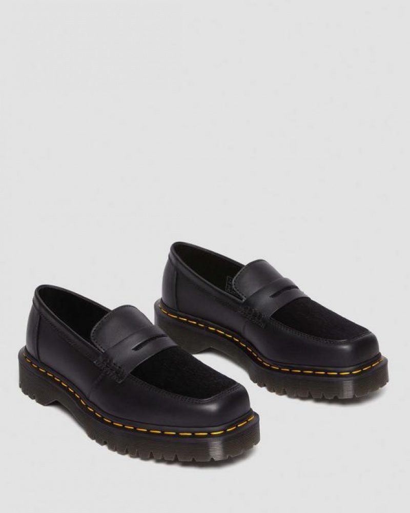 Dr Martens Penton Bex Square Varvas Hair-On & Nahkaiset Loafers Naisten Kengät Mustat | Suomi_Dr17296