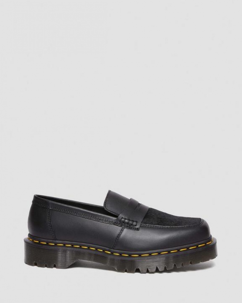 Dr Martens Penton Bex Square Varvas Hair-On & Nahkaiset Loafers Naisten Kengät Mustat | Suomi_Dr17296