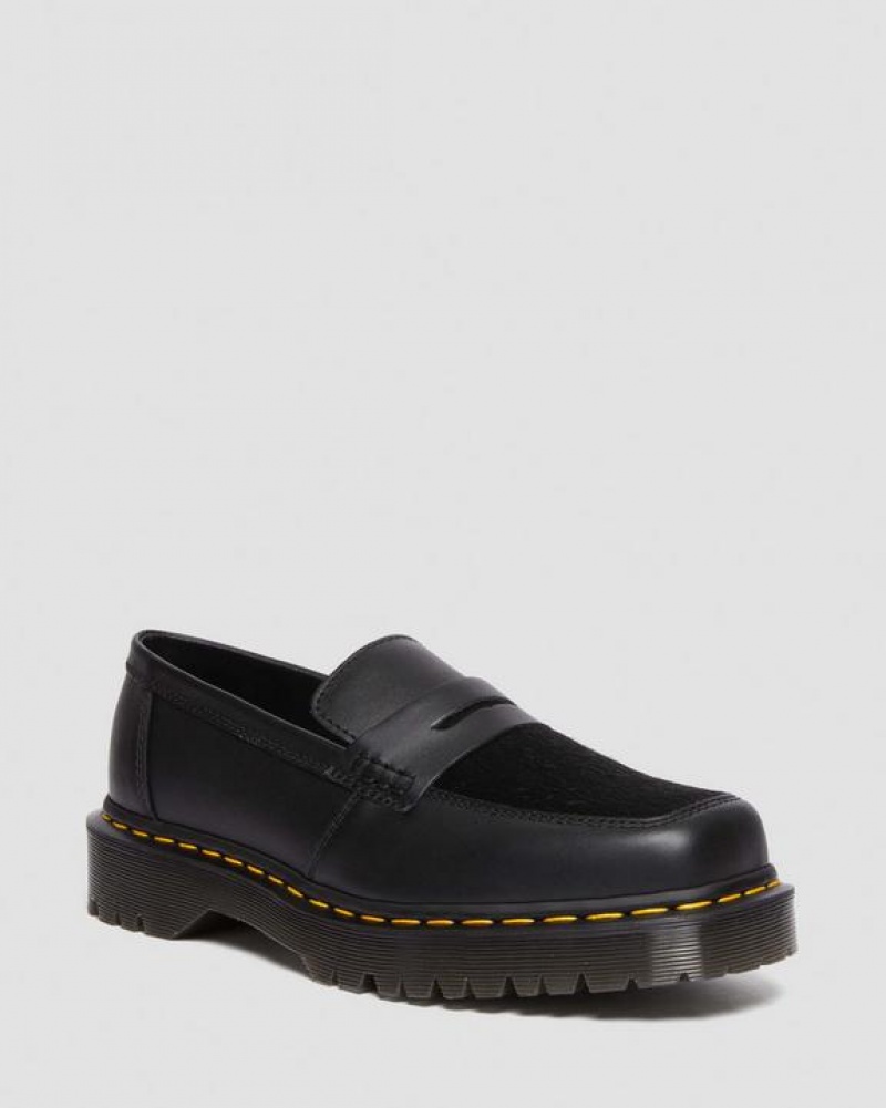 Dr Martens Penton Bex Square Varvas Hair-On & Nahkaiset Loafers Naisten Kengät Mustat | Suomi_Dr17296