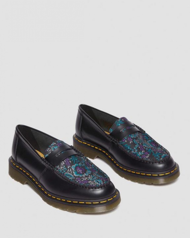 Dr Martens Penton Floral Jacquard Loafers Naisten Kengät Mustat | Suomi_Dr12569