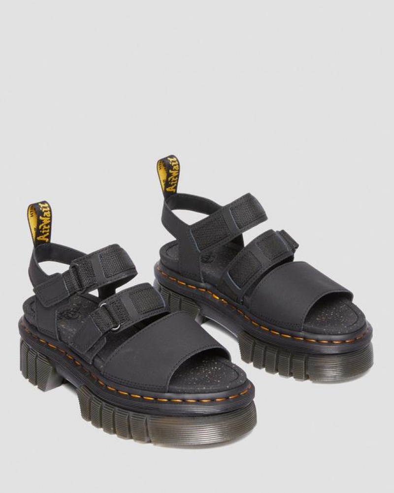 Dr Martens Ricki Nahkaiset 3-Strap Platform Naisten Sandaalit Mustat | Suomi_Dr85271