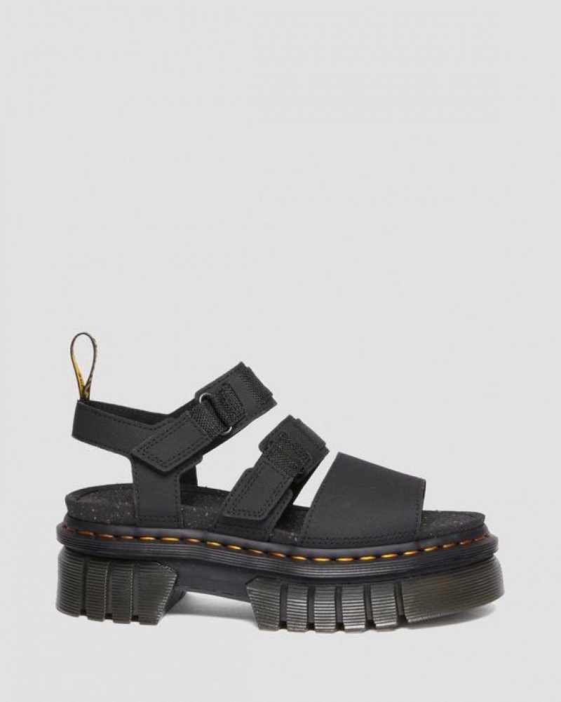 Dr Martens Ricki Nahkaiset 3-Strap Platform Naisten Sandaalit Mustat | Suomi_Dr85271