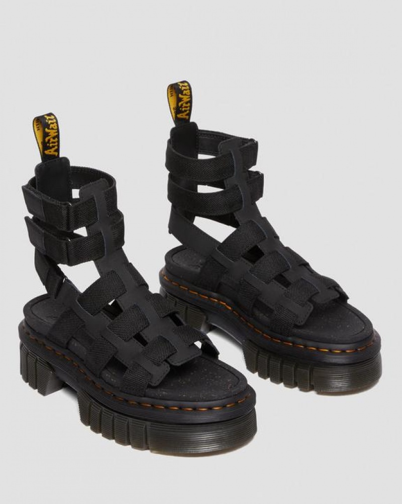 Dr Martens Ricki Nahkaiset Platform Gladiator Naisten Sandaalit Mustat | Suomi_Dr44016