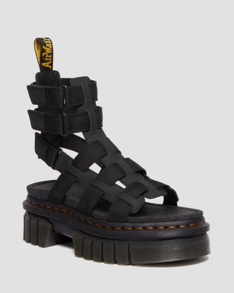 Dr Martens Ricki Nahkaiset Platform Gladiator Naisten Sandaalit Mustat | Suomi_Dr44016