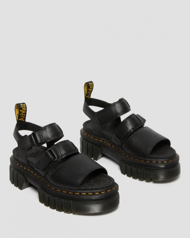 Dr Martens Ricki Nappa Lux Nahkaiset 3-Strap Platform Naisten Sandaalit Mustat | Suomi_Dr21373