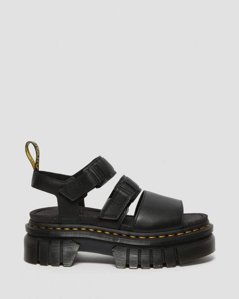 Dr Martens Ricki Nappa Lux Nahkaiset 3-Strap Platform Naisten Sandaalit Mustat | Suomi_Dr21373