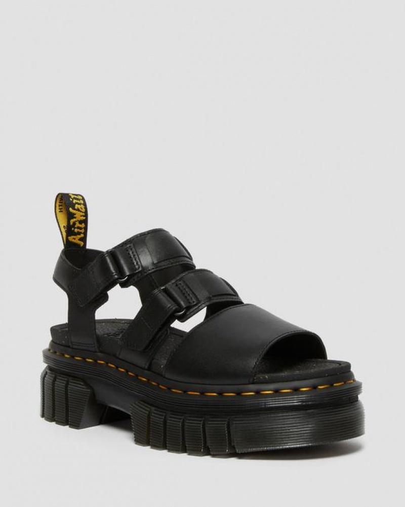 Dr Martens Ricki Nappa Lux Nahkaiset 3-Strap Platform Naisten Sandaalit Mustat | Suomi_Dr21373