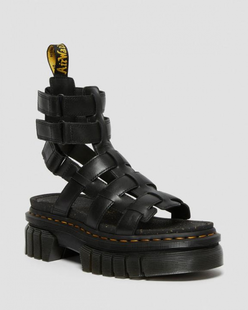 Dr Martens Ricki Nappa Lux Nahkaiset Gladiator Naisten Platform Kengät Mustat | Suomi_Dr67072