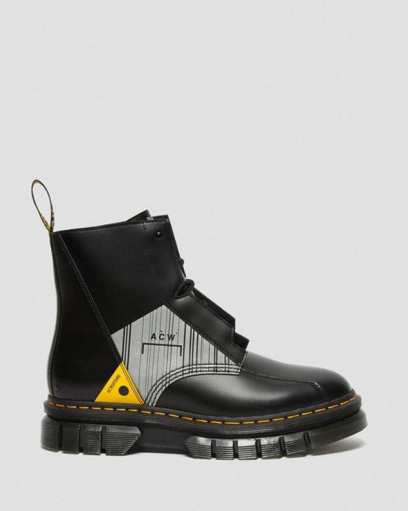 Dr Martens Rikard A-Cold-Wall* Nahkaiset Miesten Platform Kengät Mustat | Suomi_Dr13430