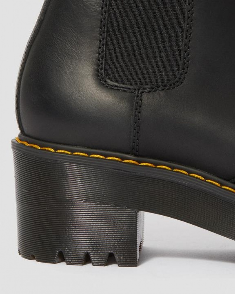 Dr Martens Rometty Wyoming Nahkaiset Platform Chelsea Naisten Saappaat Mustat | Suomi_Dr78137