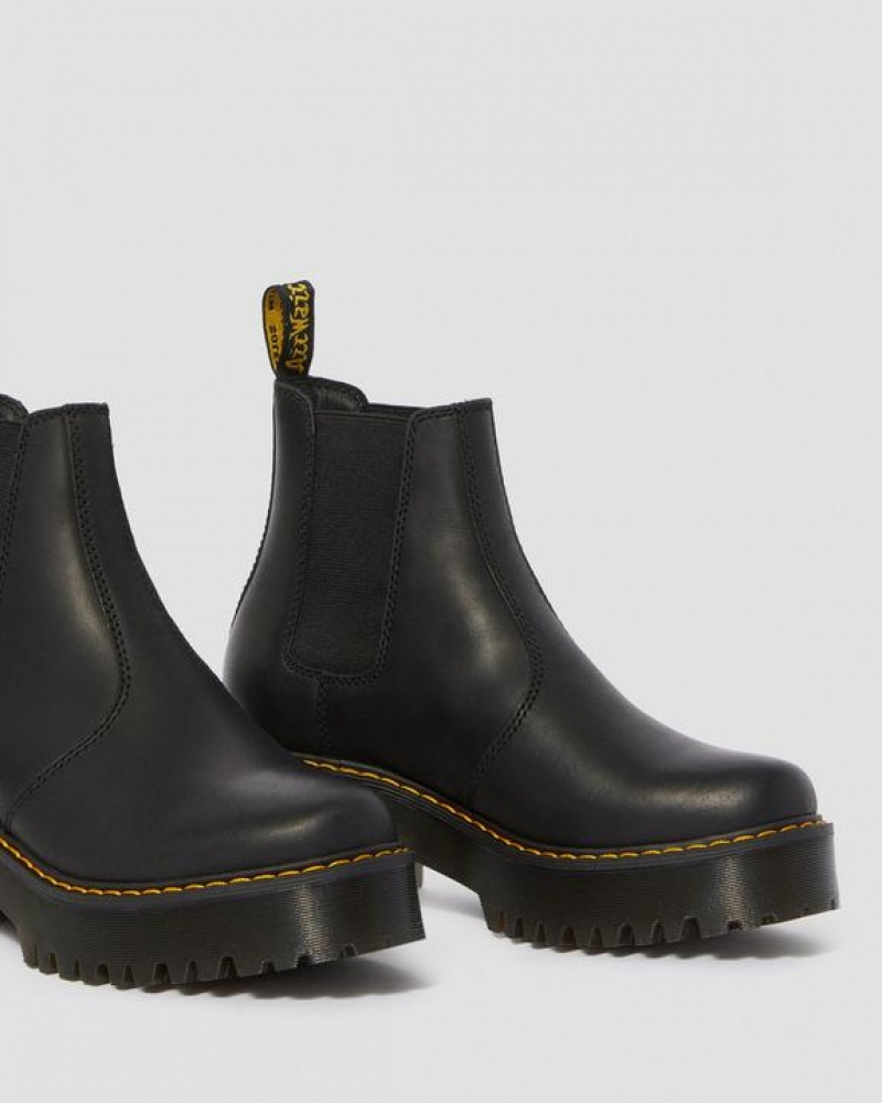 Dr Martens Rometty Wyoming Nahkaiset Platform Chelsea Naisten Saappaat Mustat | Suomi_Dr78137