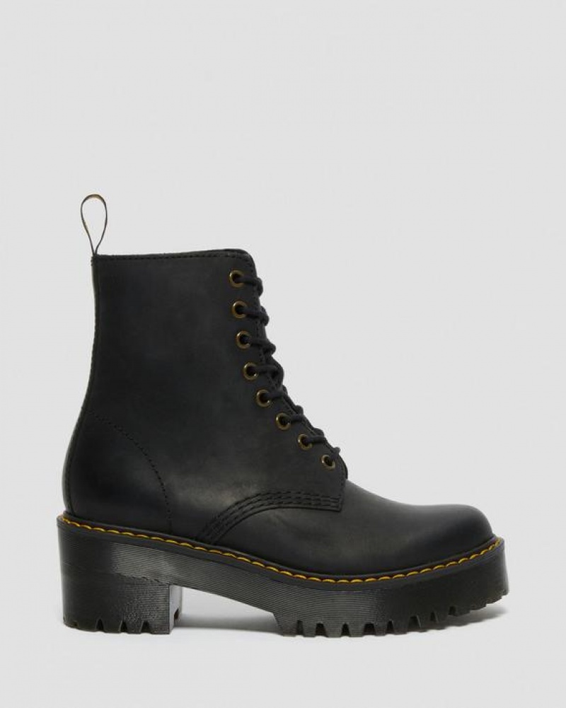 Dr Martens Shriver Hi Women's Wyoming Nahkaiset Korko Naisten Saappaat Mustat | Suomi_Dr33163