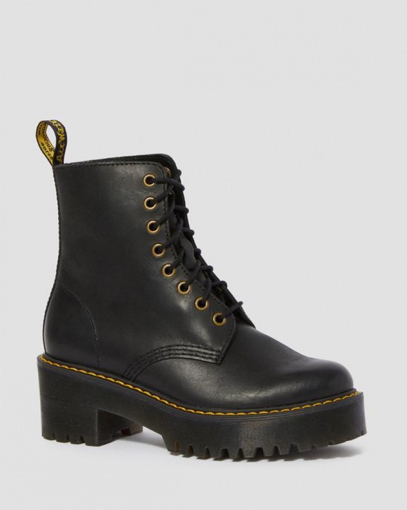 Dr Martens Shriver Hi Women's Wyoming Nahkaiset Korko Naisten Saappaat Mustat | Suomi_Dr33163