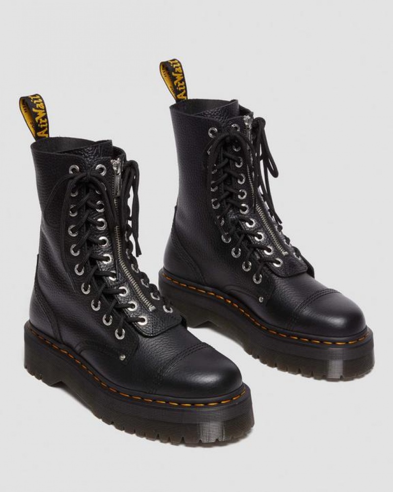 Dr Martens Sinclair Hi Milled Nappa Nahkaiset Miesten Platform Kengät Mustat | Suomi_Dr79003