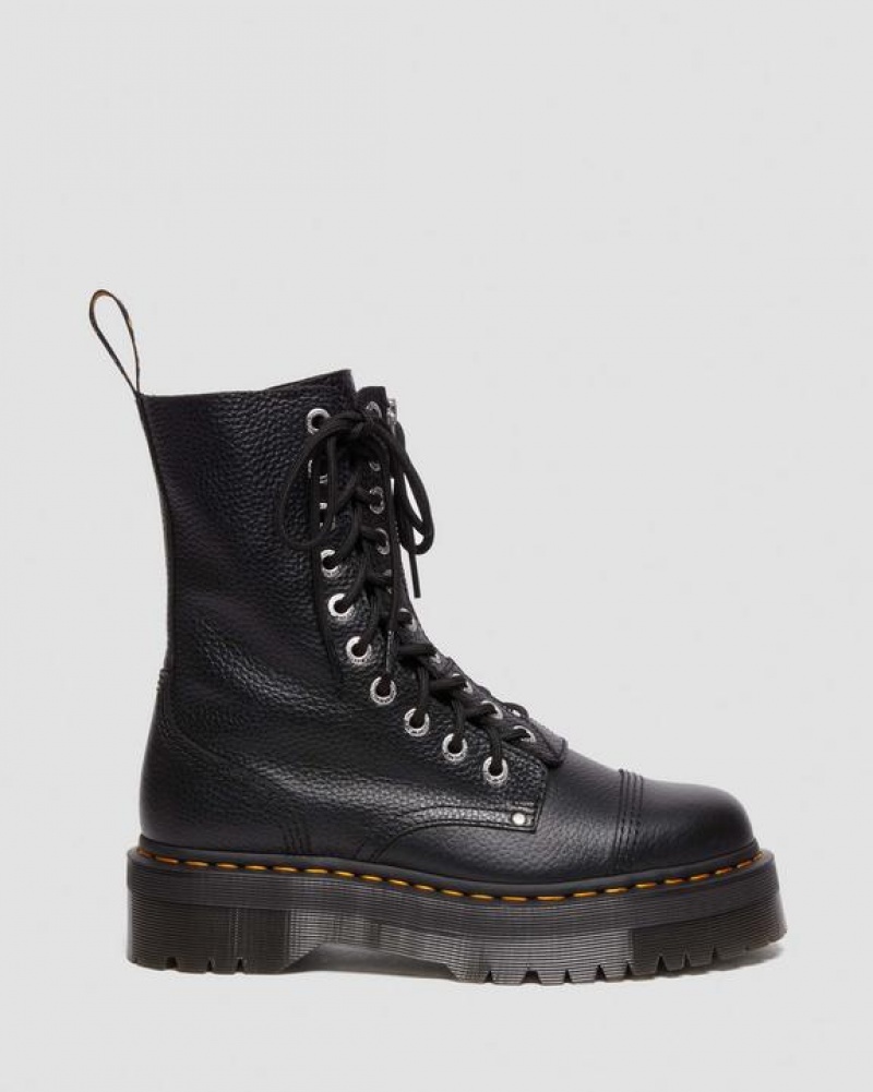 Dr Martens Sinclair Hi Milled Nappa Nahkaiset Miesten Platform Kengät Mustat | Suomi_Dr79003