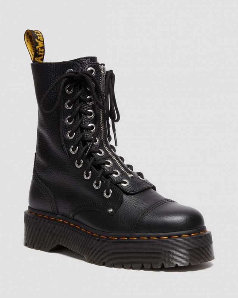 Dr Martens Sinclair Hi Milled Nappa Nahkaiset Miesten Platform Kengät Mustat | Suomi_Dr79003